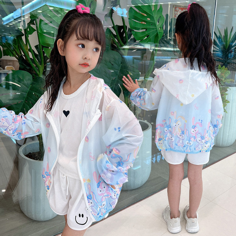 Women's lightweight transparent rain jacket for girls with hood and playful cartoon print Mune Fashion