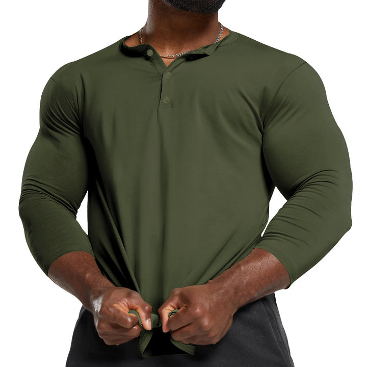 Men's Long Sleeve Henley made of lightweight cotton blend Mune Fashion
