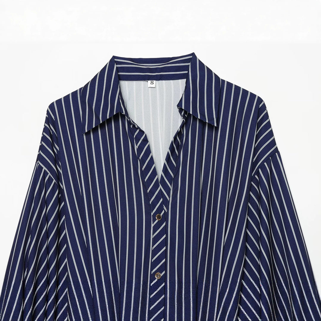 Women's shirt dress with waist belt and contrasting cuffs Mune Fashion