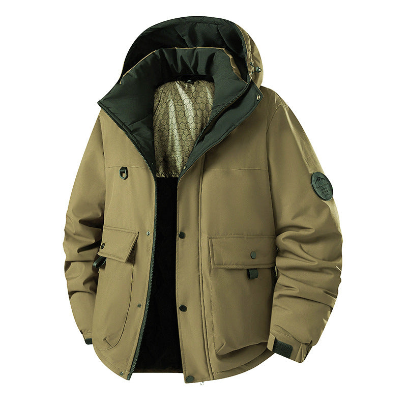 Men's Insulated Urban Parka with Stand-up Collar and Concealed Hood Mune Fashion