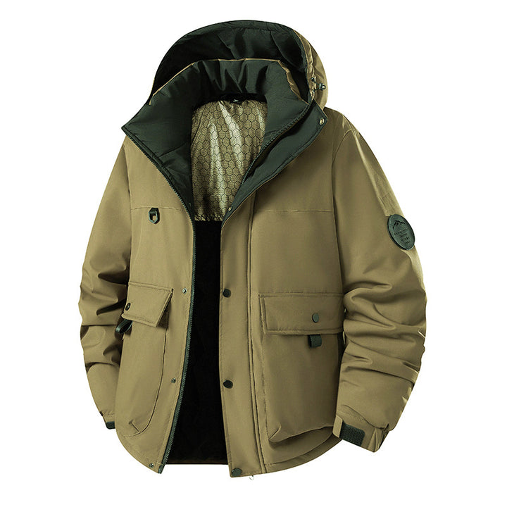 Men's Insulated Urban Parka with Stand-up Collar and Concealed Hood Mune Fashion