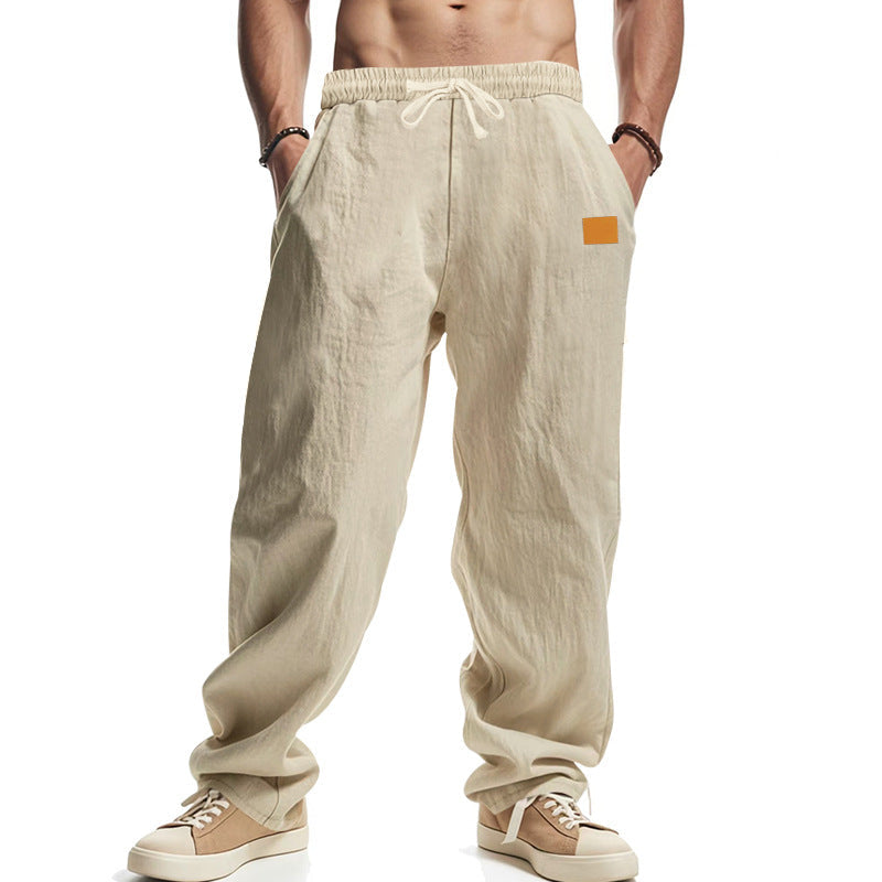 Men's casual linen pants with elastic waistband and generous side pockets Mune Fashion