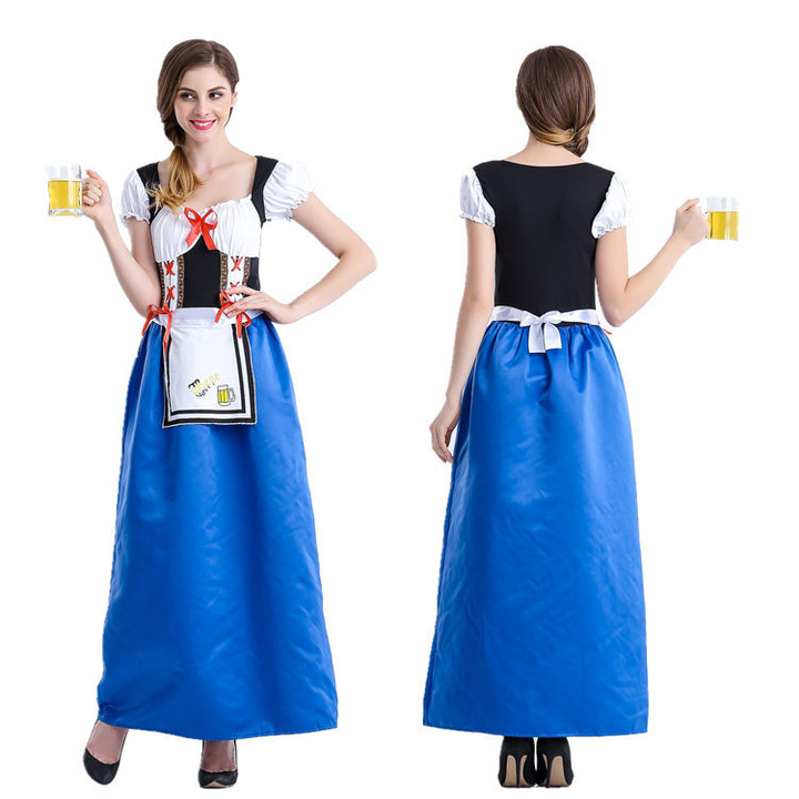 Ladies Medieval Peasant Girl Costume with Laced Corset, Puff Sleeves and Layered Tiered Skirt Mune Fashion