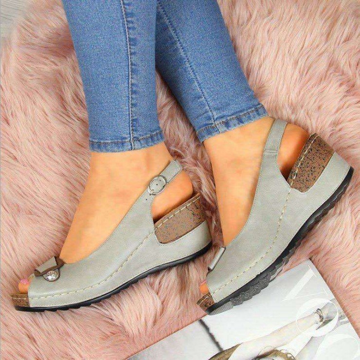 Damen Keil‑Slingback‑Sandalen mit gepolstertem Komfortfußbett und Zierschleife Mune Fashion