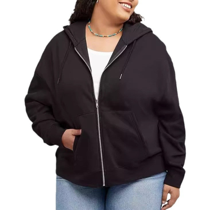 Women's hooded jacket with full zip, kangaroo pocket and relaxed fit Mune Fashion