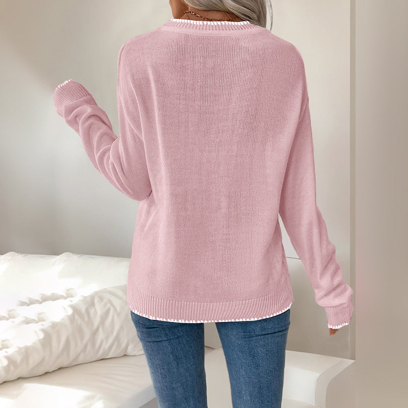 Women Comfortable Sweater with Bow Pattern Mune Fashion
