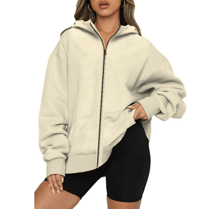 Women's lightweight zip hoodie in relaxed fit with kangaroo pocket and ribbed cuffs Mune Fashion