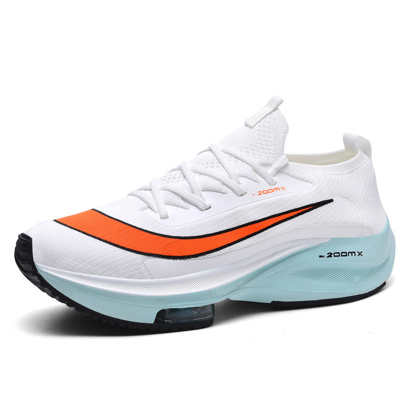 Unisex performance running shoe with sock-like knitted shaft, visible air cushioning, and responsive midsole Mune Fashion