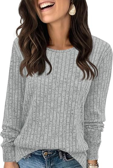 Women's Structured Ribbed Knit Sweater with Round Neck, Casual Silhouette and Soft Cuffs Mune Fashion