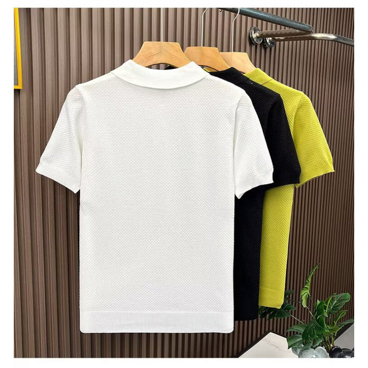 Men's Stylish Short-Sleeve Polo Shirt with Texture Mune Fashion
