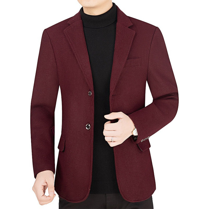 Men's Tailored Short Wool Blend Blazer with Fine Felt Structure and Lapel Mune Fashion
