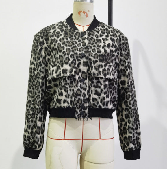 Women's short bomber jacket with leopard faux fur and ribbed cuffs Mune Fashion