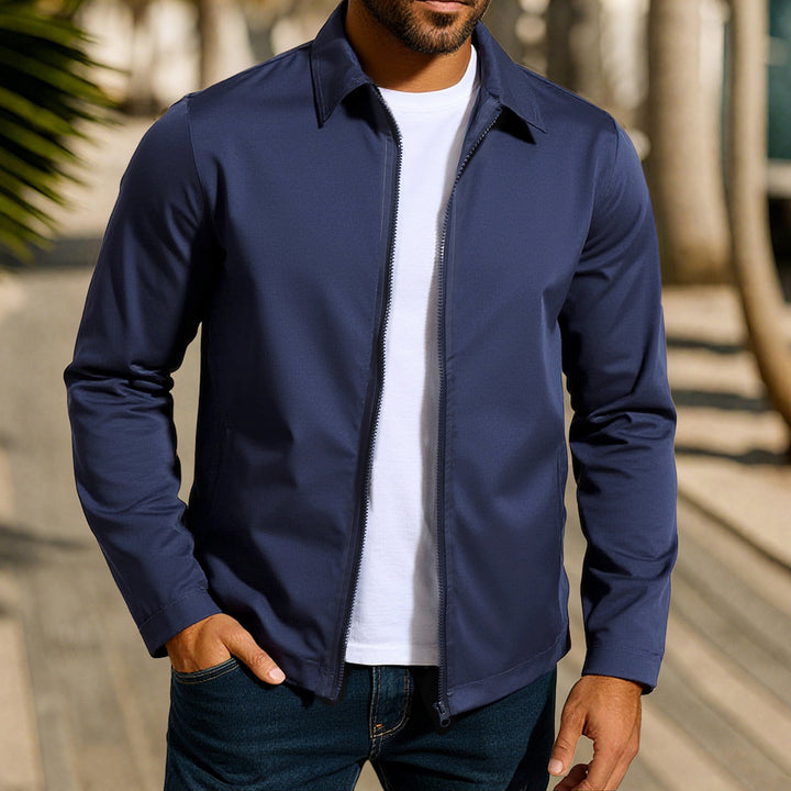Men's lightweight windproof transitional jacket with shirt collar and full zipper Mune Fashion