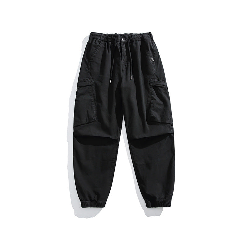 Men's Loose-Fit Utility Cargo Pants with Drawstring Waist, Knee Panels and Large Flap Pockets Mune Fashion