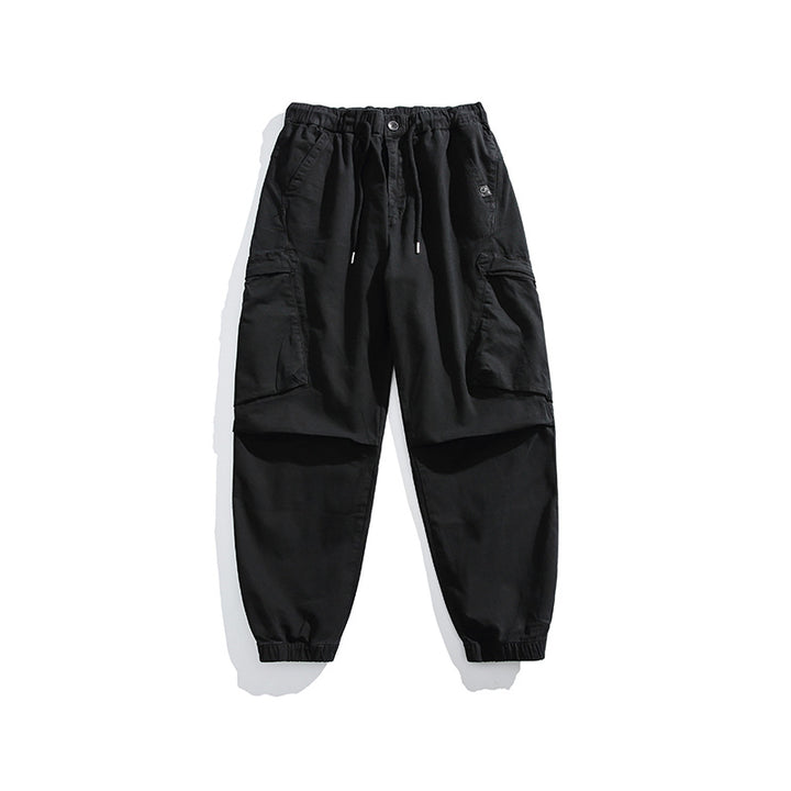 Men's Loose-Fit Utility Cargo Pants with Drawstring Waist, Knee Panels and Large Flap Pockets Mune Fashion