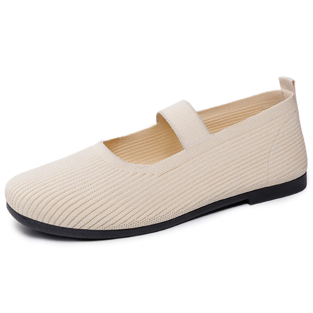 Women's knitted Mary Jane slipper with elastic strap, seamless sock entry and cushioning comfort sole Mune Fashion