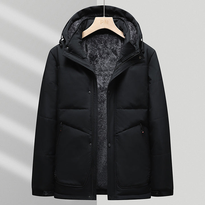 Men's thermal quilted jacket with soft teddy lining, integrated hood & concealed two-way zipper Mune Fashion
