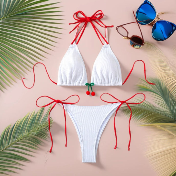 Women's Triangle Bikini Set with Playful Knot Design Mune Fashion