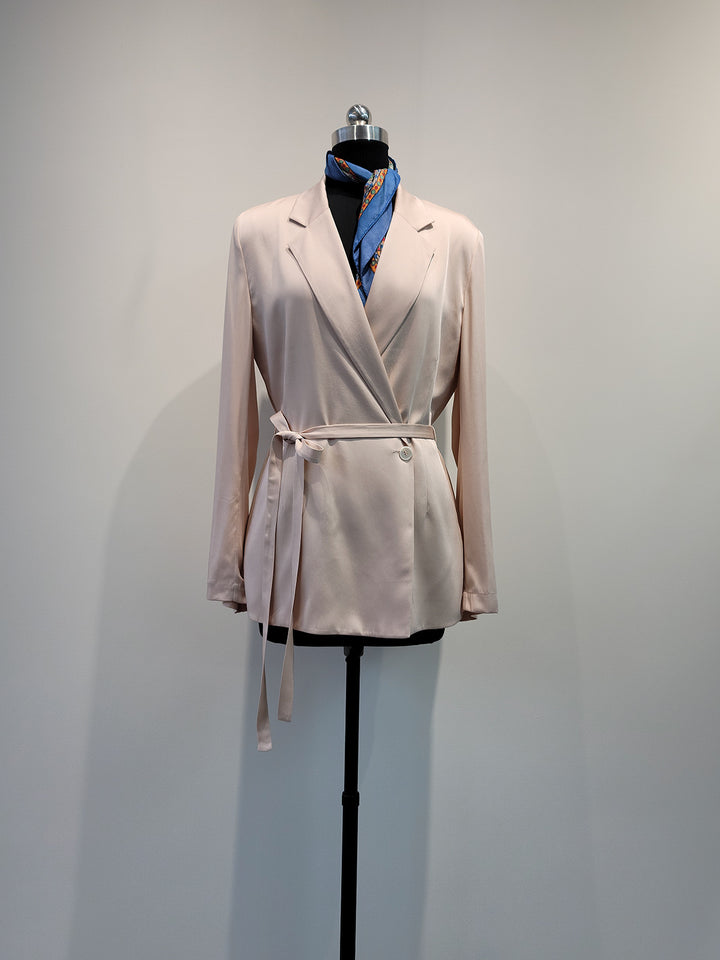 Women Elegant Satin Wrap Blazer Mune Fashion