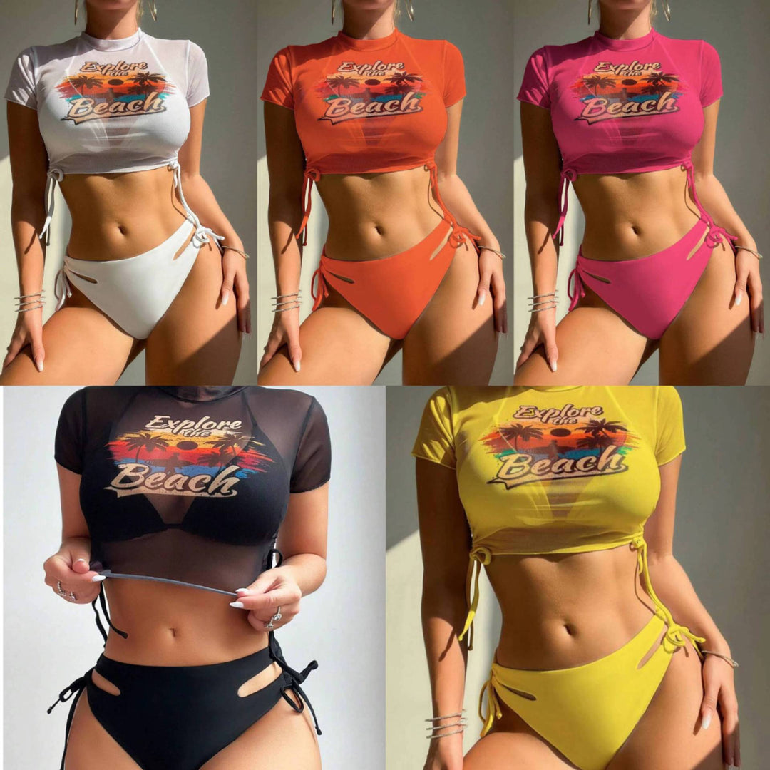 Women's Sporty Crop Top and High-Cut Bikini Bottom Mune Fashion