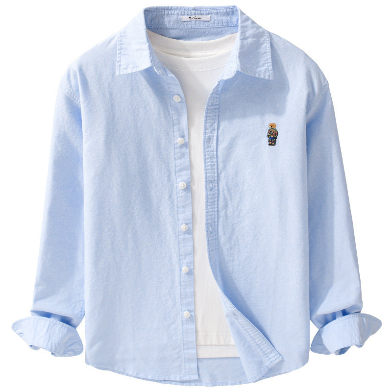 Men's Button-Down Overshirt in Casual-Relaxed Style with tonal embroidery Mune Fashion