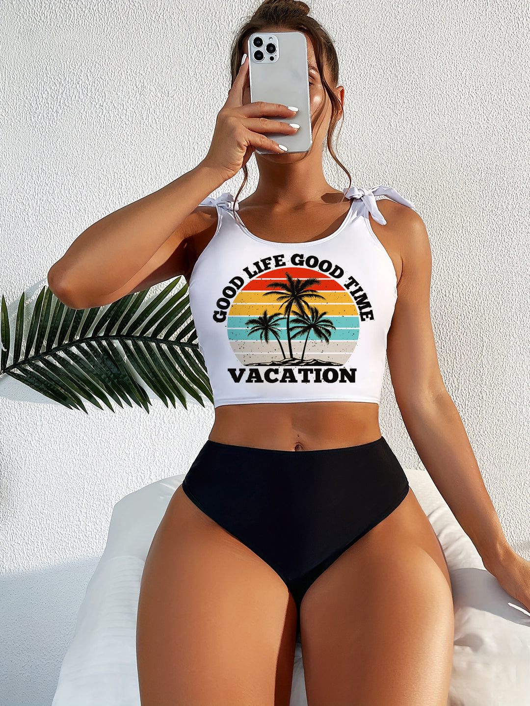 Women's bikini set with graphic design and high leg cut Mune Fashion