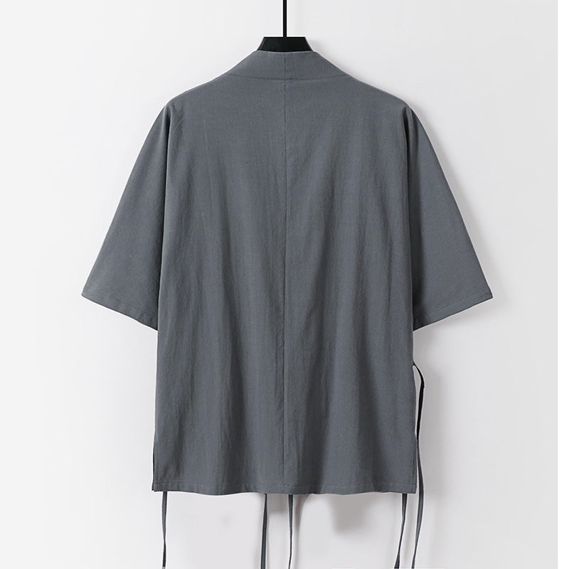 Women Wrap Kimono Top with Short Sleeves and Side Ties Mune Fashion