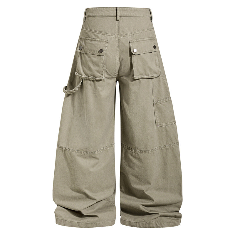Women wide cotton cargo culotte with high waist, large flap pockets & artisanal details Mune Fashion