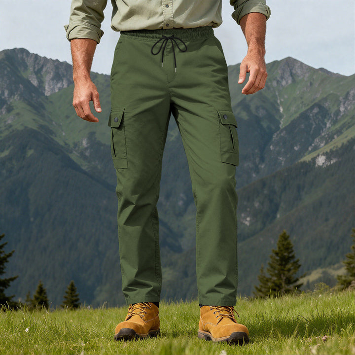 Men's Utility Cargo Pants with Elastic Waistband, Adjustable Drawstring and Multiple Pockets Mune Fashion
