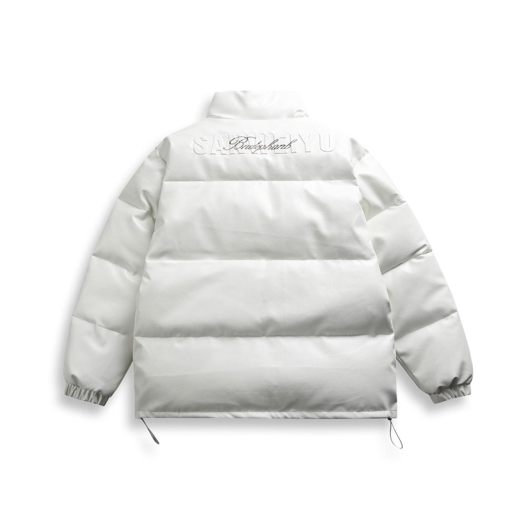 Unisex short-cut matte thermal puffer jacket with minimal seam construction and drawstring hem Mune Fashion