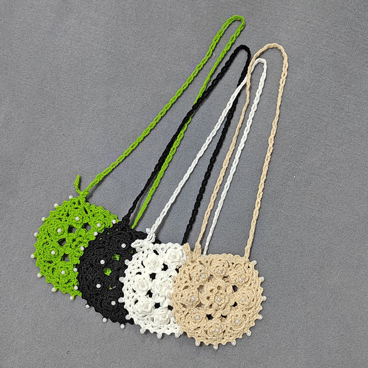 Ladies handcrafted crochet handbag with pearl embellishment Mune Fashion
