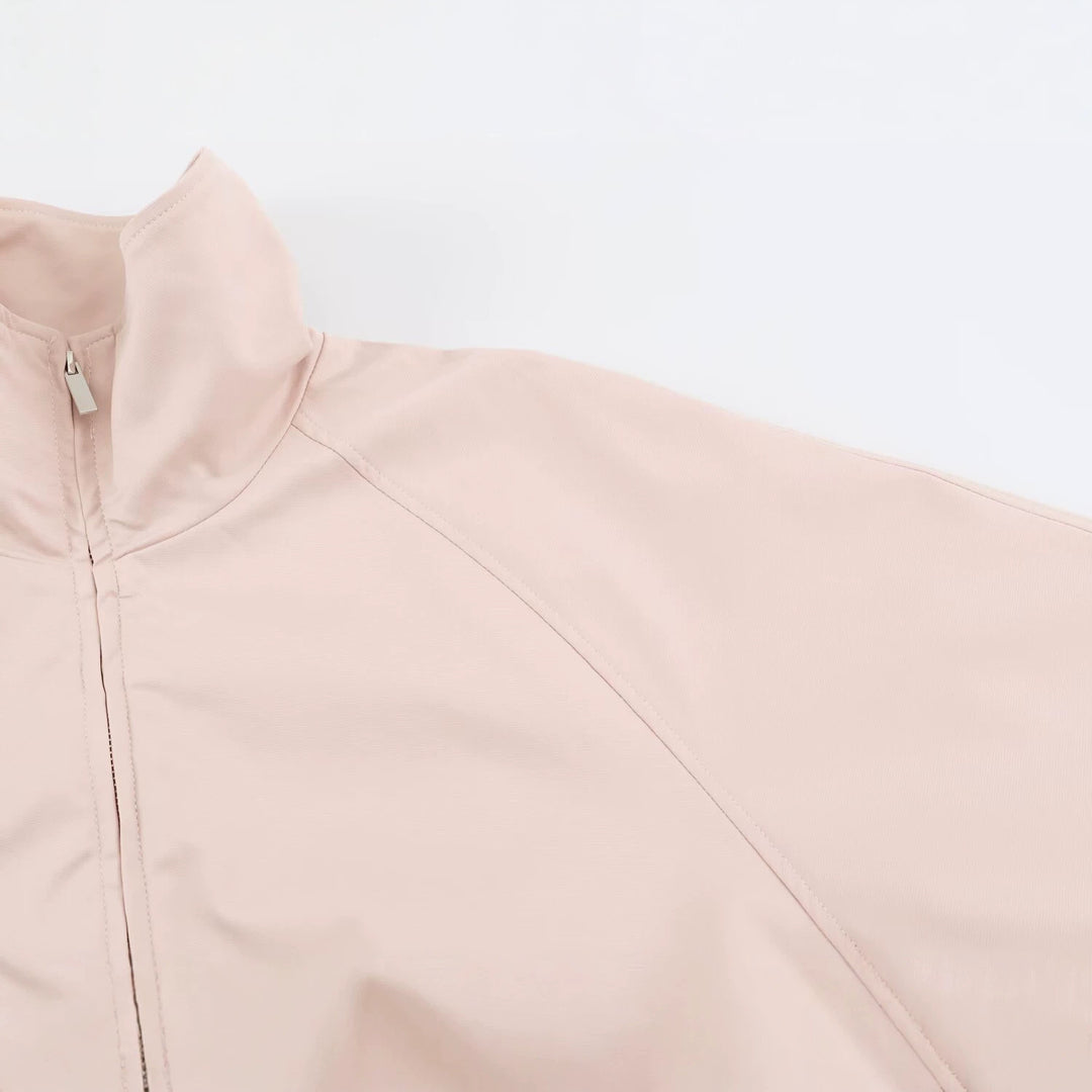 Women's Boxy Short Blouson with High Stand-Up Collar and Zipper Drune