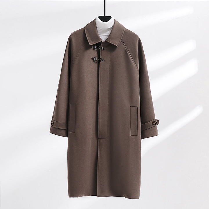 Women's Longline Coat with Toggle Closure and Raglan Sleeves Mune Fashion