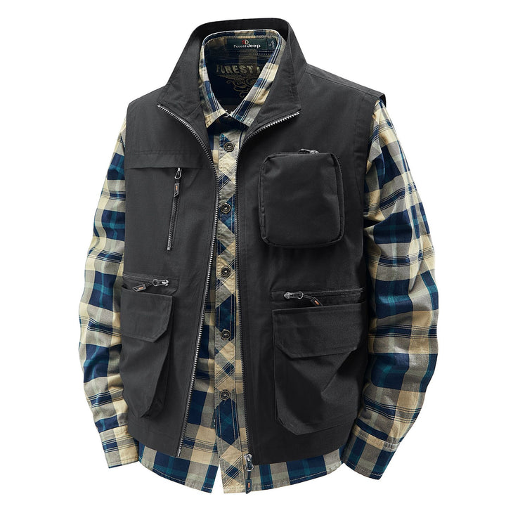 Men's Field Utility Vest with contrasting chest pocket, organizer pouches and sturdy front zipper Mune Fashion