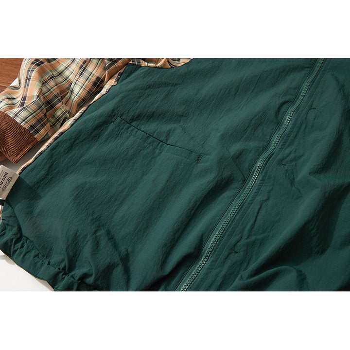 Men's transitional canvas jacket with corduroy collar and checked lining Mune Fashion