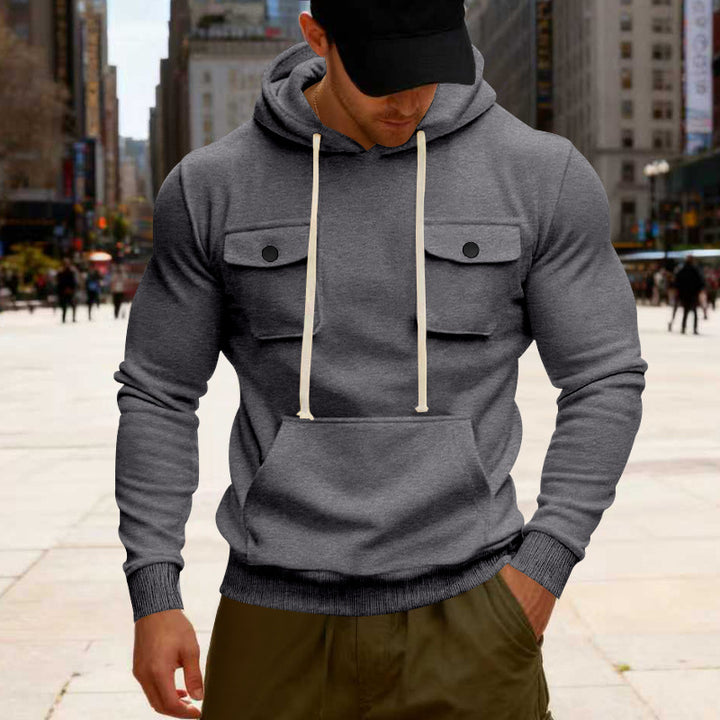 Men's urban hoodie with chest flaps, kangaroo pocket, and athletic fit Mune Fashion