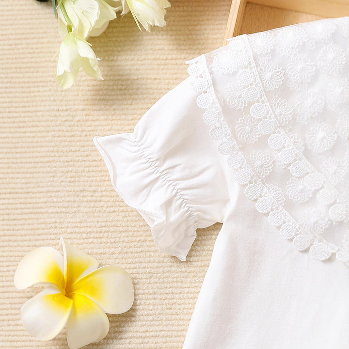 Girl's fashionable T-shirt with romantic ruffled collar Mune Fashion