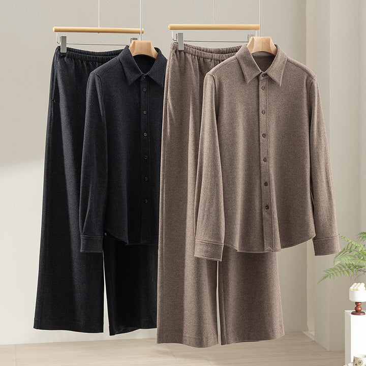 Women's Wide Fine Knit Lounge Pants with Elastic Waist Mune Fashion