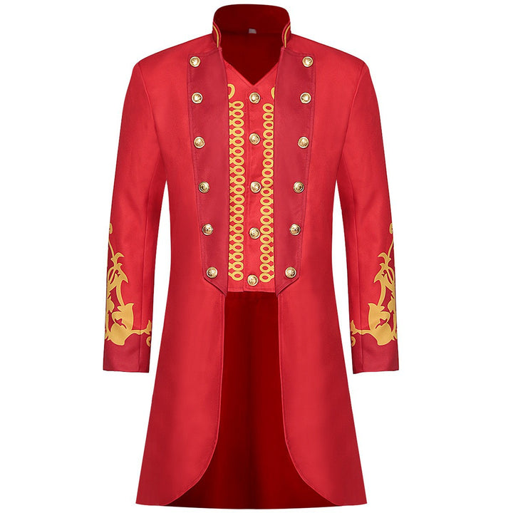 Men's military-inspired tailcoat with swallowtail, decorative button placket, and ornamental sleeves Mune Fashion
