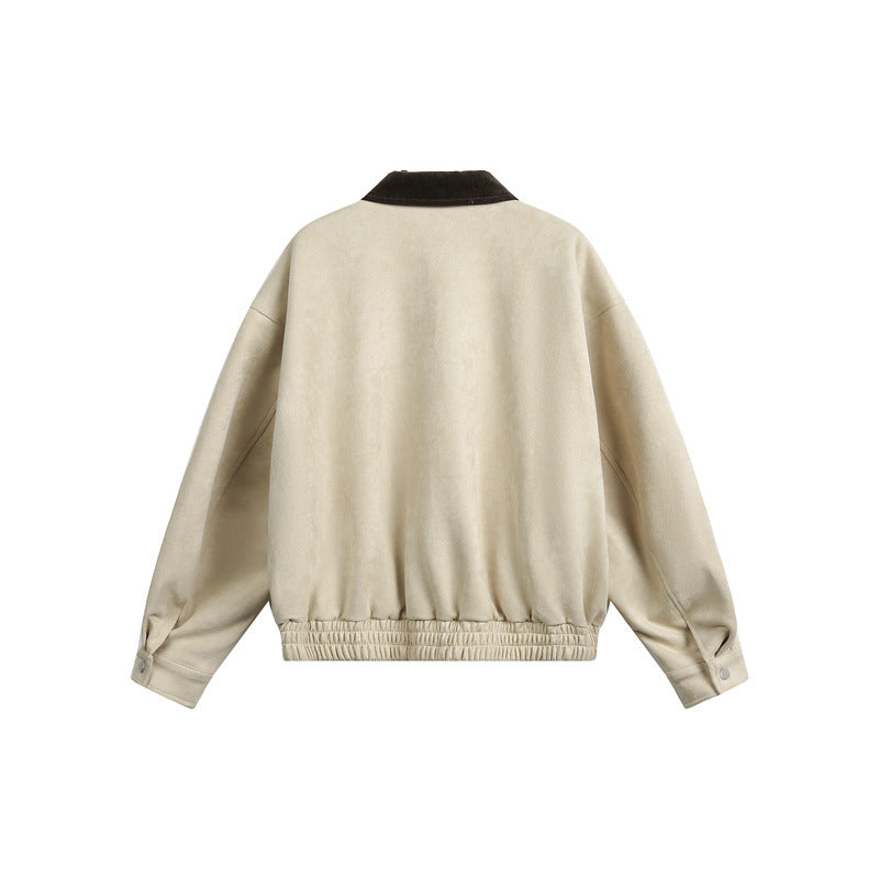 Unisex Short Cropped Boxy Blouson Jacket with Cord Collar and Elastic Waist Mune Fashion