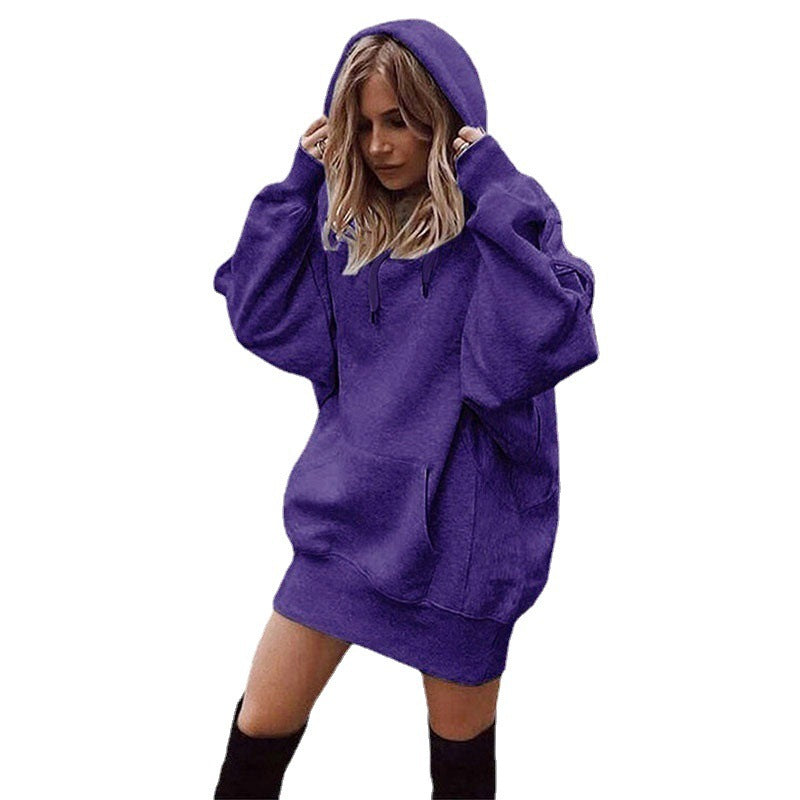 Women Oversized Hoodie Dress with Kangaroo Pocket Mune Fashion