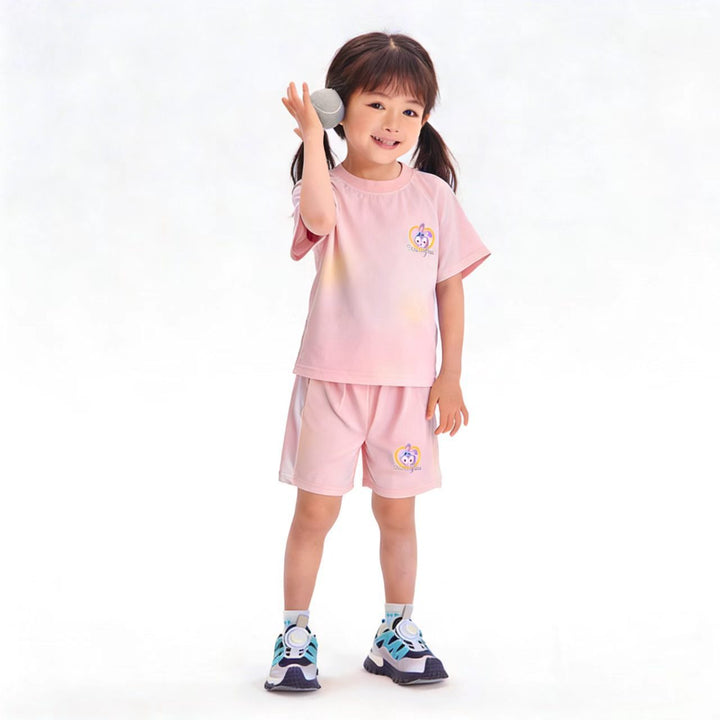 Women's breathable children's sports set with short-sleeve shirt and elastic waistband shorts Mune Fashion