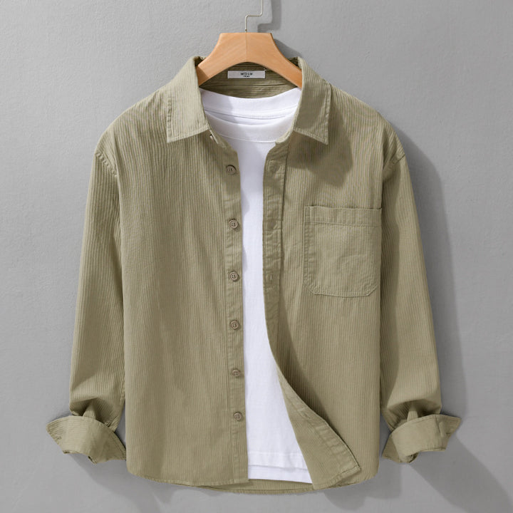Men's Relaxed-Fit Structured Overshirt with Kent Collar and Chest Pocket Mune Fashion
