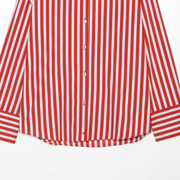 Women's oversized shirt blouse with drop sleeves, Kent collar and continuous button placket Mune Fashion