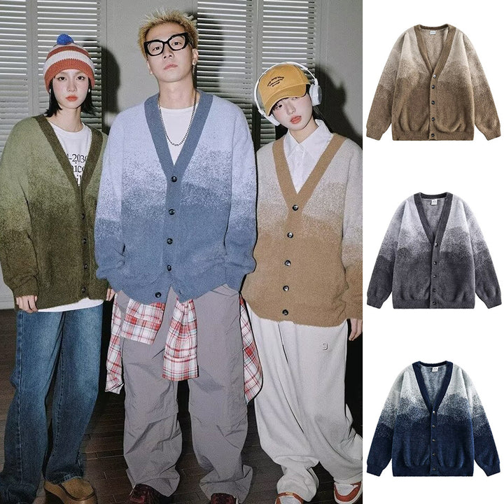 Women Comfortable Cardigan with Button Placket and V-Neck Mune Fashion