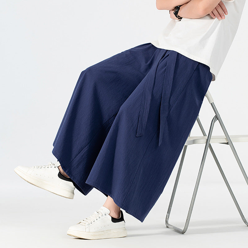 Women's Culotte-Style Skirt Pants with Wide Leg and Ties Belt Mune Fashion