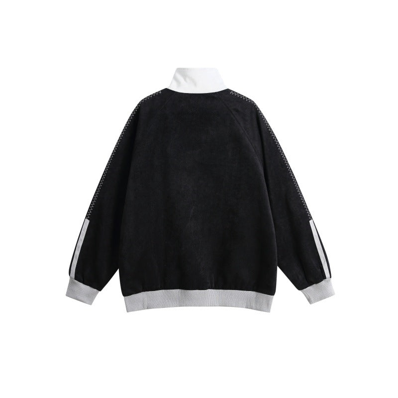 Men's bomber jacket in boxy cut with high stand-up collar, snap button placket and contrast piping Mune Fashion