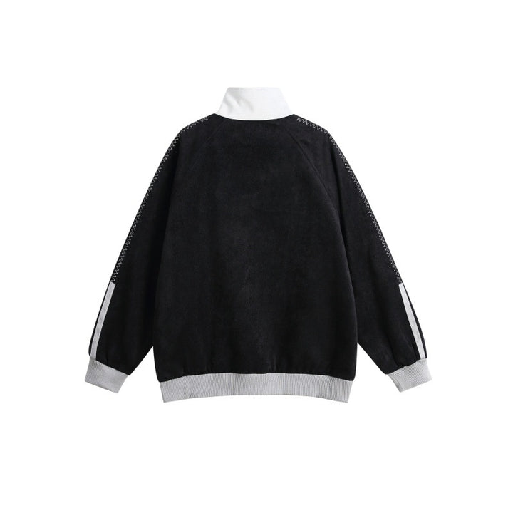 Men's bomber jacket in boxy cut with high stand-up collar, snap button placket and contrast piping Mune Fashion