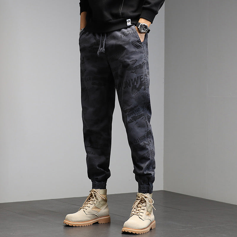 Herren Camouflage-Print Jogger-Cargohose mit elastischem Tunnelzugbund und gerippten Knöcheln Mune Fashion