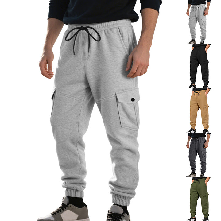Men's Functional Cargo Jogging Pants with Drawstring, Safety Flap Pockets, and Elastic Ankle Cuffs Mune Fashion
